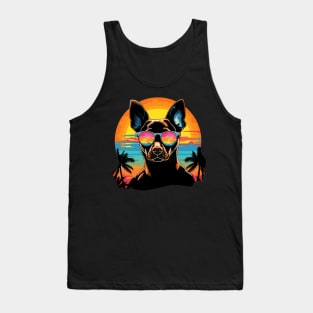 Retro Wave Basenji Dog Shirt Tank Top